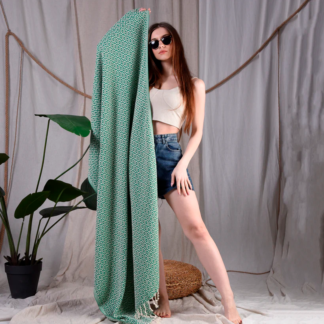 Hamam Double sided Diamond grøn, lille eller stor