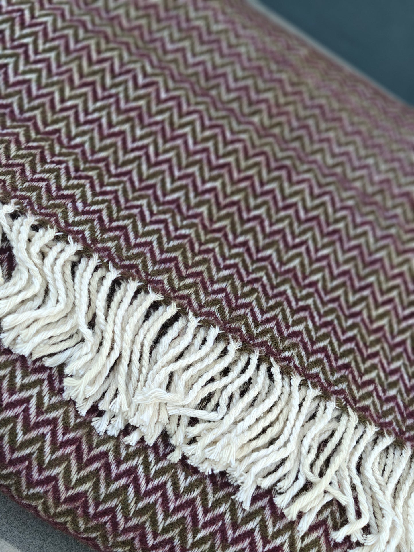 Uld plaid Blomme / Oliven