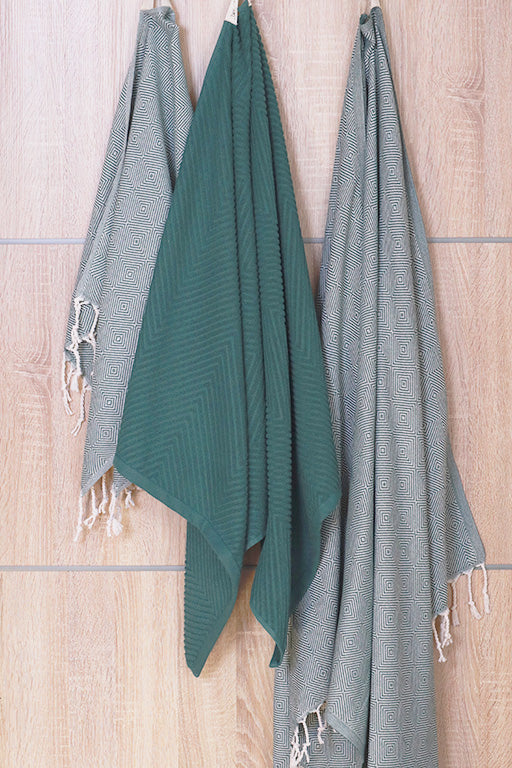 Hamam Mørk grøn Frotte sildeben, økologisk bomuld