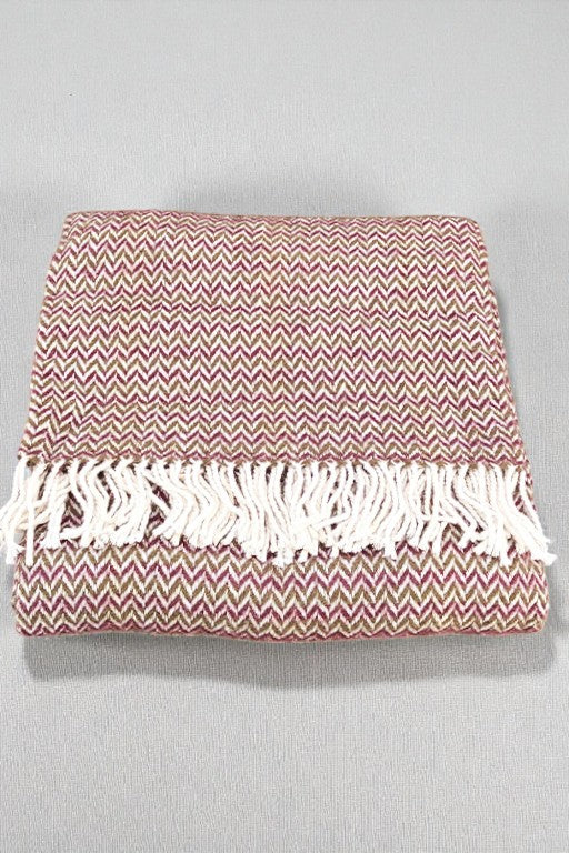 Uld plaid Blomme / Oliven