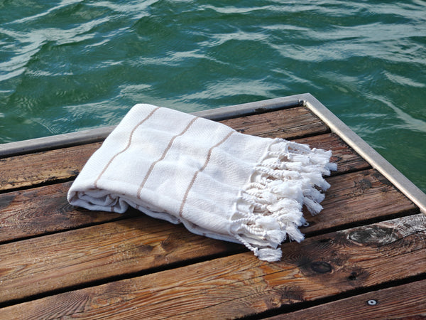 Hamam stribet sildeben beige offwhite