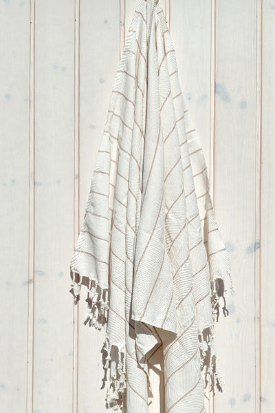 Hamam stribet sildeben beige offwhite