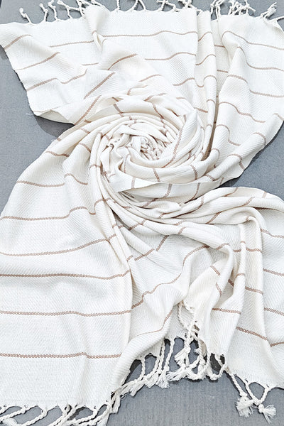 Hamam stribet sildeben beige offwhite