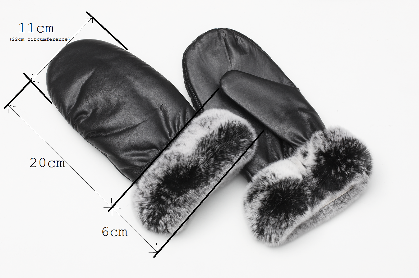 Luffer i skind og imiteret kanin.